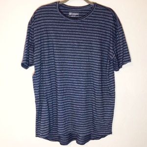 LuLaRoe Top Patrick Tee Blue on Heathered Blue Striped Patrick T Sz 2X (XXL) EUC